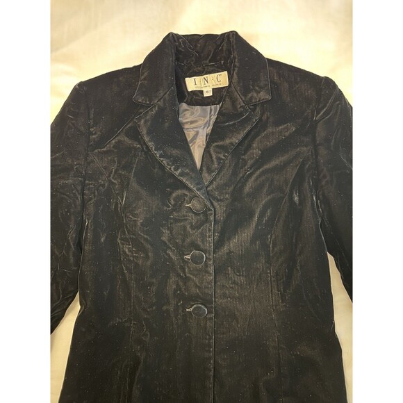 INC International Concepts Black Velvet Three Button Blazer Jacket Womens Size 6 - Picture 5 of 9